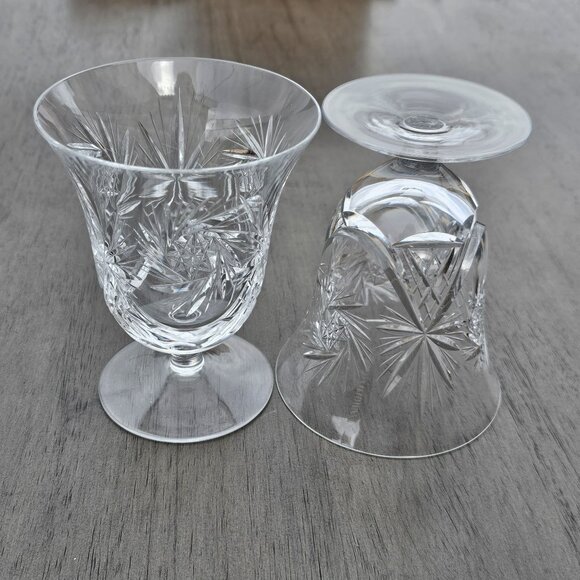2 Bohemian Hand Cut Fine Crystal Ice Tea Glasses 5.5" pinwheel star cut 12 oz - Picture 10 of 10
